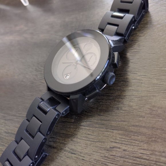 {SOLD} Authentic Movado Bold All Black Chronograph Watch Women's 40mm - Picture 2 of 8